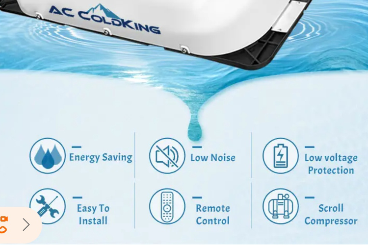 کولر درجا سقفی و حرکت (کولرگازی) سقفی یک تکه ماشین آلات 24 ولت 3800 وات کولدکینگ ac coldking کمپرسور اسکرول میتسوبیشی مخصوص مناطق گرمسیر
